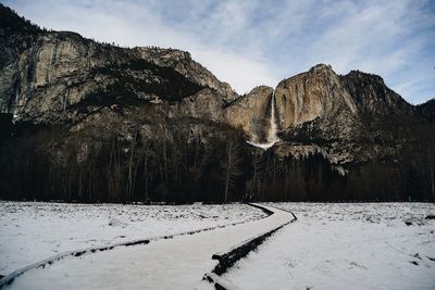Scenic view of snow covered mountain
