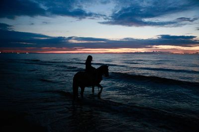 Scenic view of sunset over sea