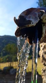 Close-up of water falling from fountain