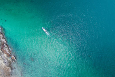 High angle view of blue sea