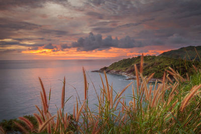 Scenic view of sea against sky during sunset