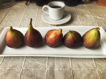 High angle view of apples and fruits on table