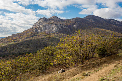 Scenic view of mountains against sky
