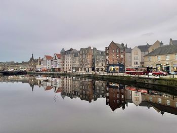 Reflection of buildings in water