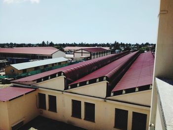 Roof of building against clear sky