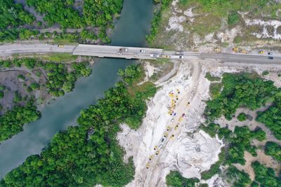 Aerial view of bridge over river