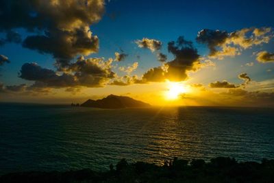 Scenic view of sea during sunset