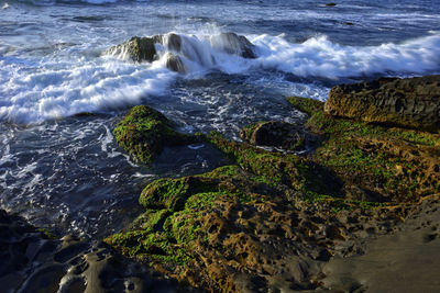 High angle view of sea waves