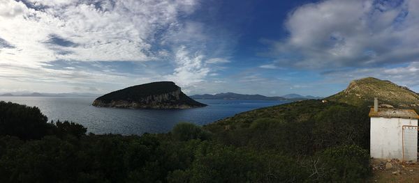 Panoramic view of sea against cloudy sky