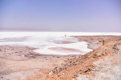 Scenic view of beach against clear sky