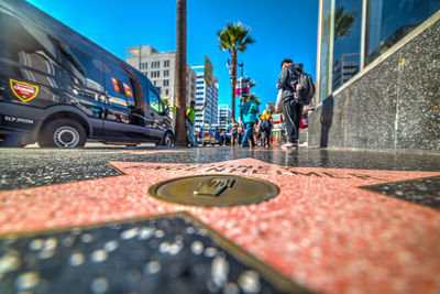 Panoramic view of street in city