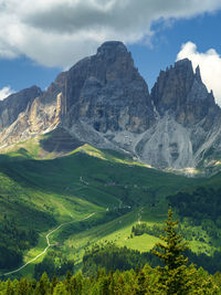 Scenic view of landscape and mountains against sky