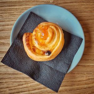 High angle view of breakfast on table