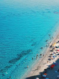 High angle view of people on beach