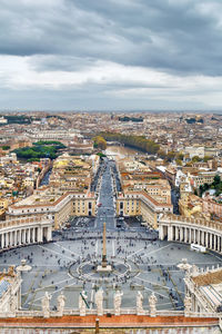 Aerial view of st. peter square and rome from the dome of st. peter basilica, vatican