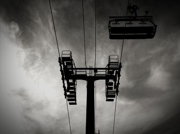Low angle view of ski lift against sky