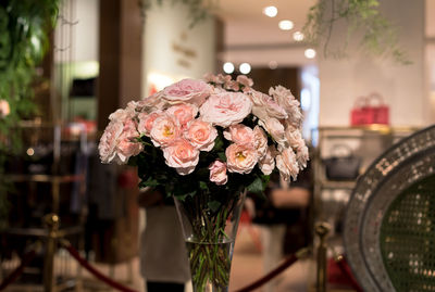 Close-up of rose bouquet in vase