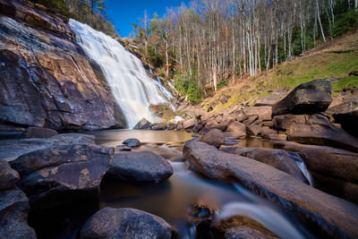 Rainbow falls in gorges state park near sapphire in north carolina, usa