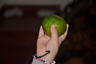 Close-up of hand holding apple