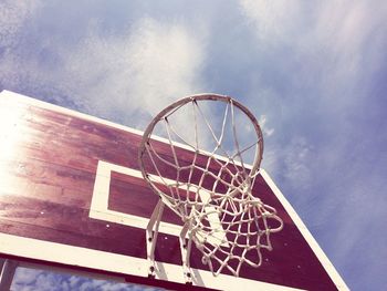 Low angle view of basketball hoop against sky