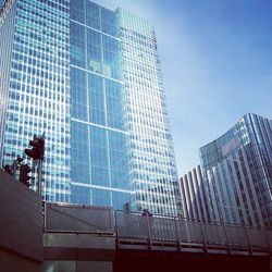 Low angle view of modern building against sky