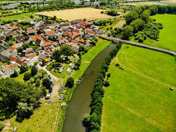 High angle view of agricultural field