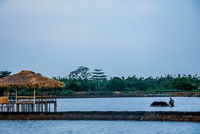 Scenic view of sea against clear sky