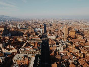 High angle view of buildings in city