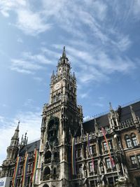 Low angle view of marienplatz in munich against sky