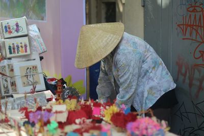 Woman working at shop