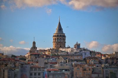 Galata tower against sky in city