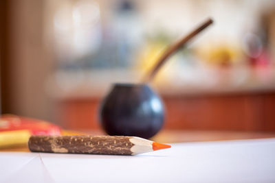 Close-up of chocolate cake on table