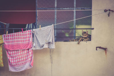 Clothes hanging on clothesline