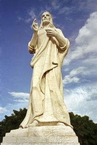 Low angle view of statue against cloudy sky