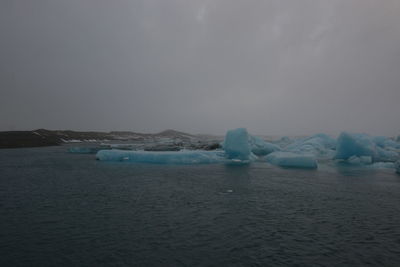 Scenic view of sea against sky during winter