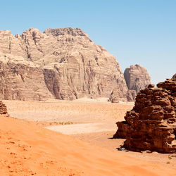 Scenic view of rocky mountains against clear sky