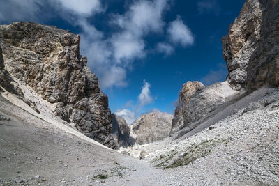 Passo principe lunar landscape in catinaccio dolomite, trentino, italy