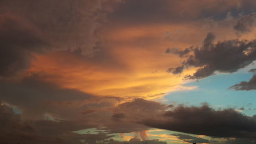 Scenic view of dramatic sky over landscape