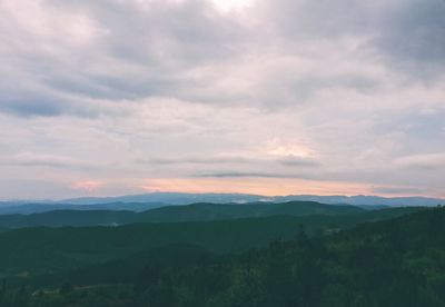 Scenic view of landscape against sky during sunset