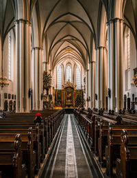 Pews arranged in cathedral
