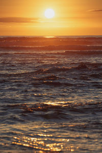 Scenic view of sea at sunset