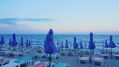 Deck chairs on beach