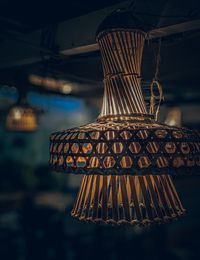 Low angle view of illuminated chandelier