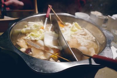 Close-up of served food in plate