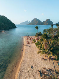 Scenic view of beach against clear sky
