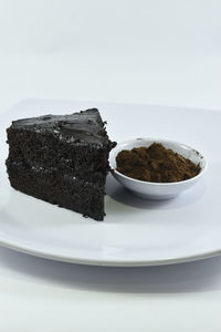 Close-up of chocolate cake on plate