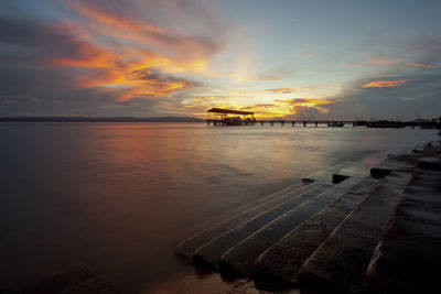 Scenic view of sea at sunset