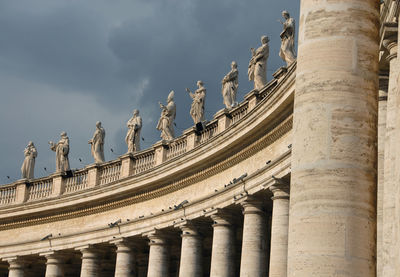 Low angle view of statue against sky