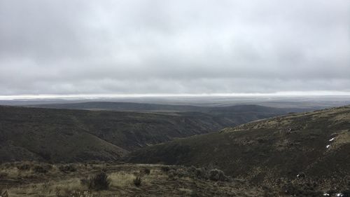 Scenic view of landscape against cloudy sky