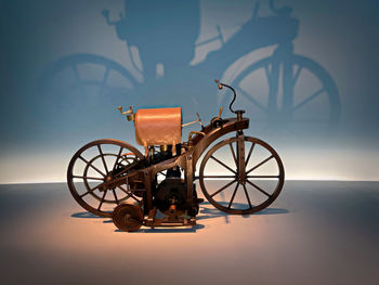 Close-up of bicycle on wall